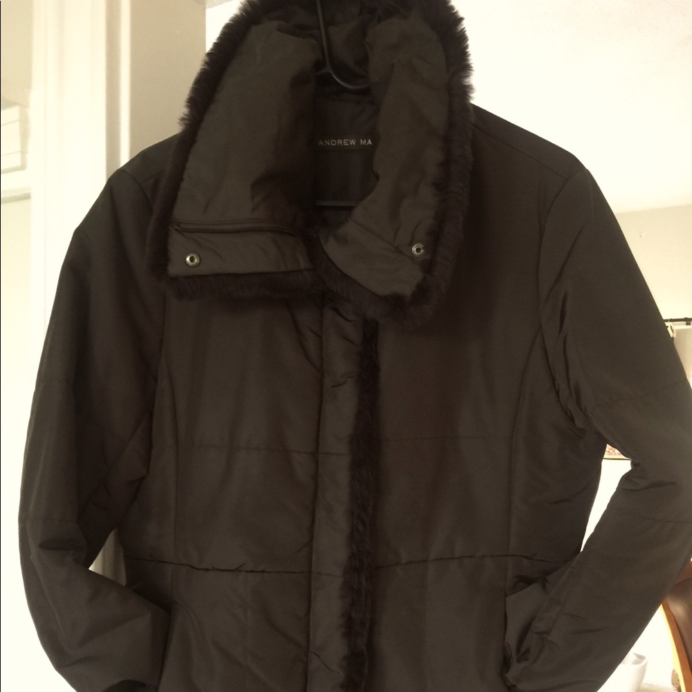 ANDREW MARC  FUR TRIM  DOWN JACKET